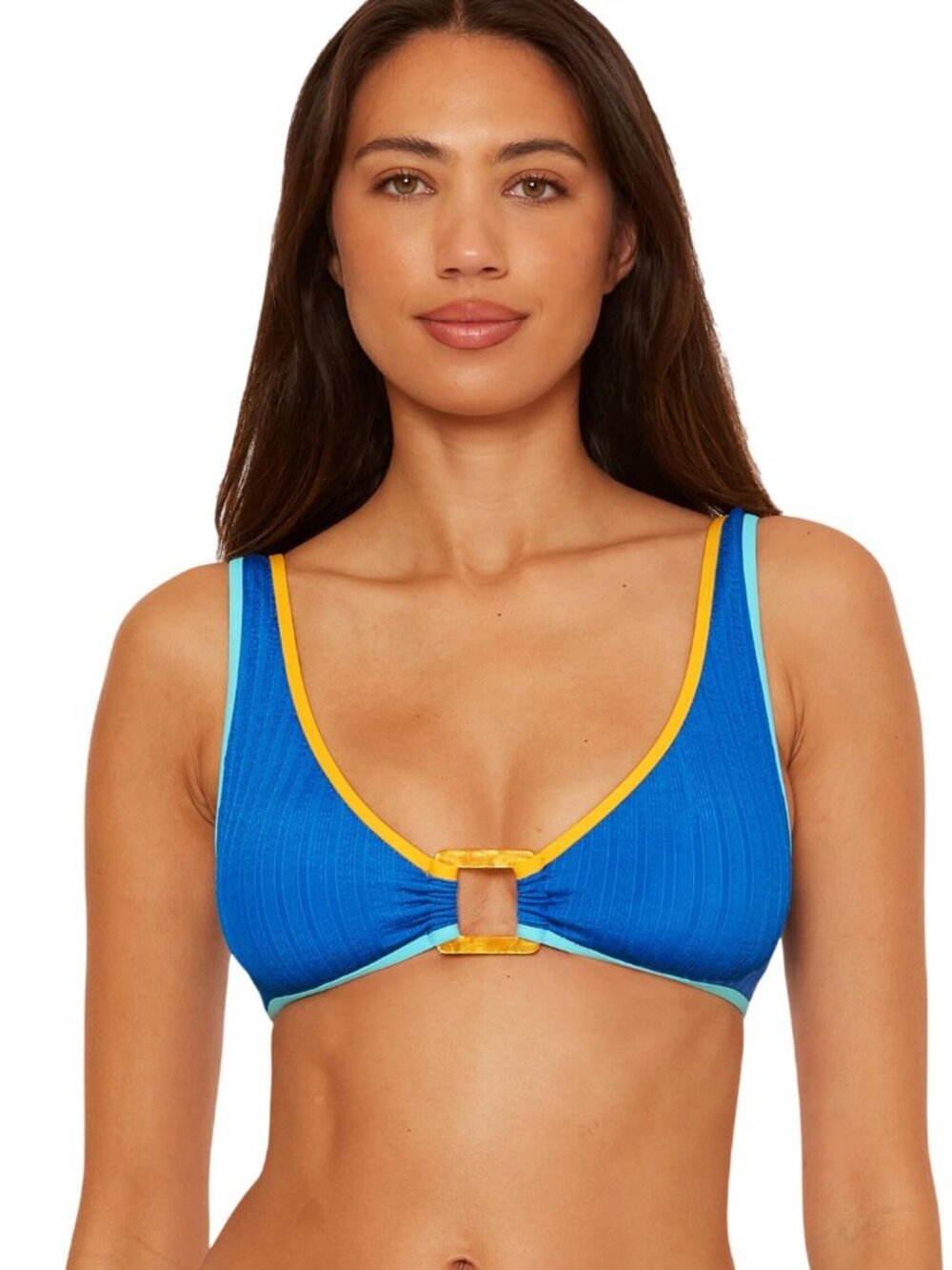 NWT Becca Womens Tatum Crinkle Crush Swim Bikini Top 80726359058 Ocean Blue M